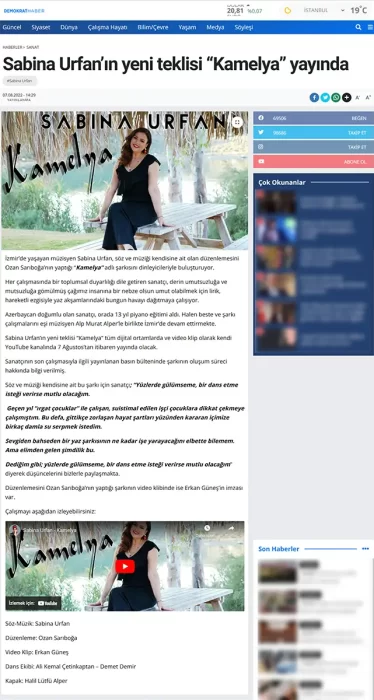 07.08.2022, Demokrat Haber "KAMELYA"